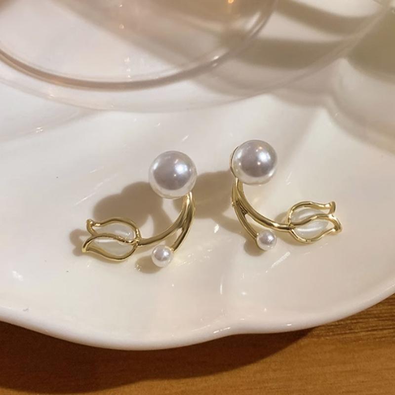 COD ❤️ Anting-anting Mutiara Bunga Tulip Perasaan Tingkat Lanjut Anting-Anting Indah Temperamen Elegan-Bellamy's 6