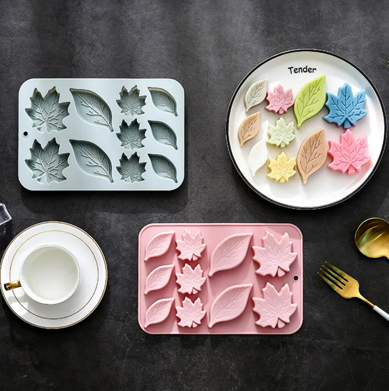 Khuôn Silicon Hình Lá Dễ Thương Làm Rau Câu, Bánh Da Lợn, Socola, Pudding, Sáp Nến 4