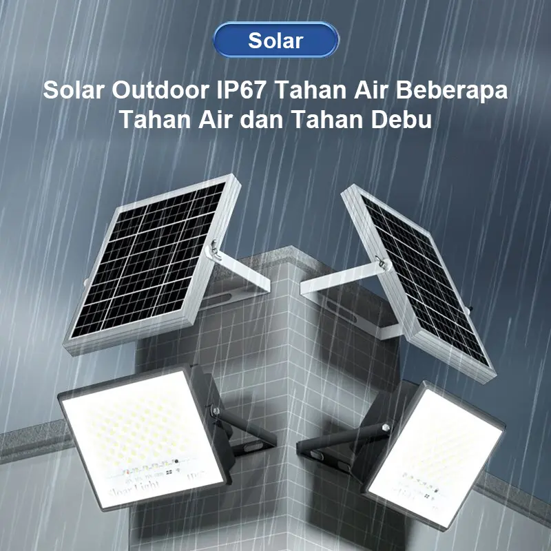 lampu tenaga surya otomatis 2000W  tahan air  dengan remote control Luar ruangan, dalam ruangan, kolam, jalan surya otomatis outdoor with Power Display Timing Function lampu solar cell Outdoor Lamp Waterproof Solar Light Kabel lampu taman tenaga surya 4