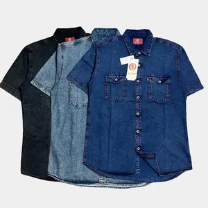 Baju Kemeja Jeans Lengan Pendek Pria Dewasa Distro Material Jeans Cotton Full Bahan Adem Jahitan Rapi Cocok Untuk Bekerja Dan Jalan-jalan Ukuran Standart Indonesia