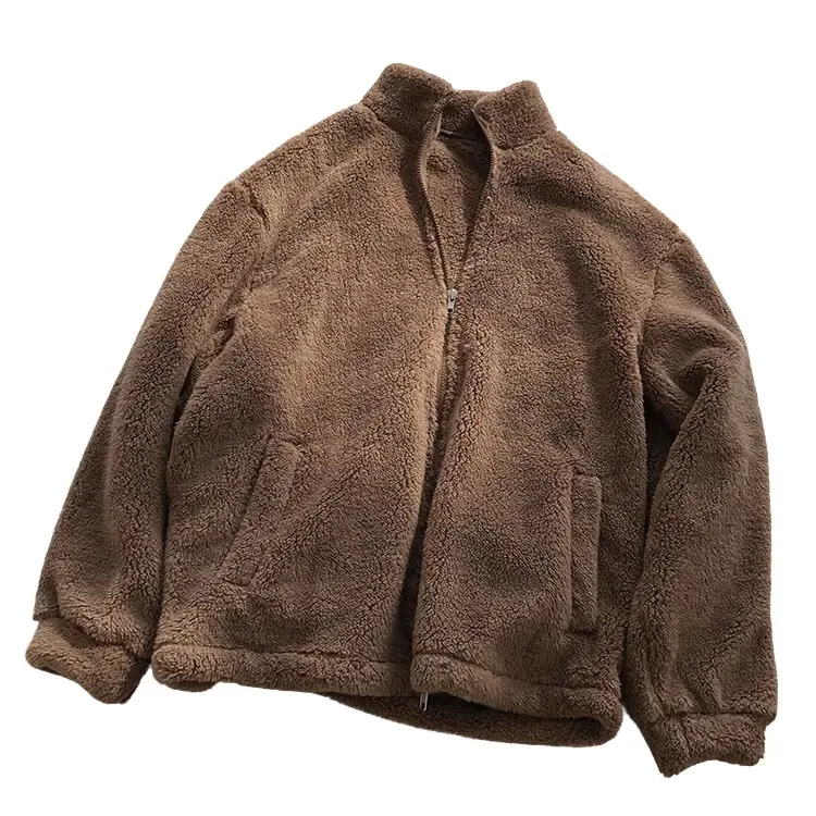 Jaket bulu wanita|sweater wanita|jaket bulu lembut wanita|jaket bulu saku zipper|jaket bulu korean style outer wanita oversize winter wanita Tebal Cardigan hitam Blazer Casual denim Panjang