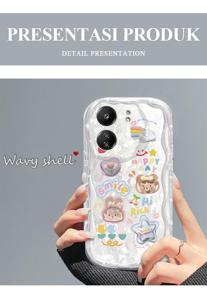 Product Introduction of Casing hp REDMI13C(4G)/POCOC65/13C(5G)/POCOM6(5G) Boneka kartun lucu gelombang transparan cangkang lembut wanita all-inclusive anti-jatuh case 8