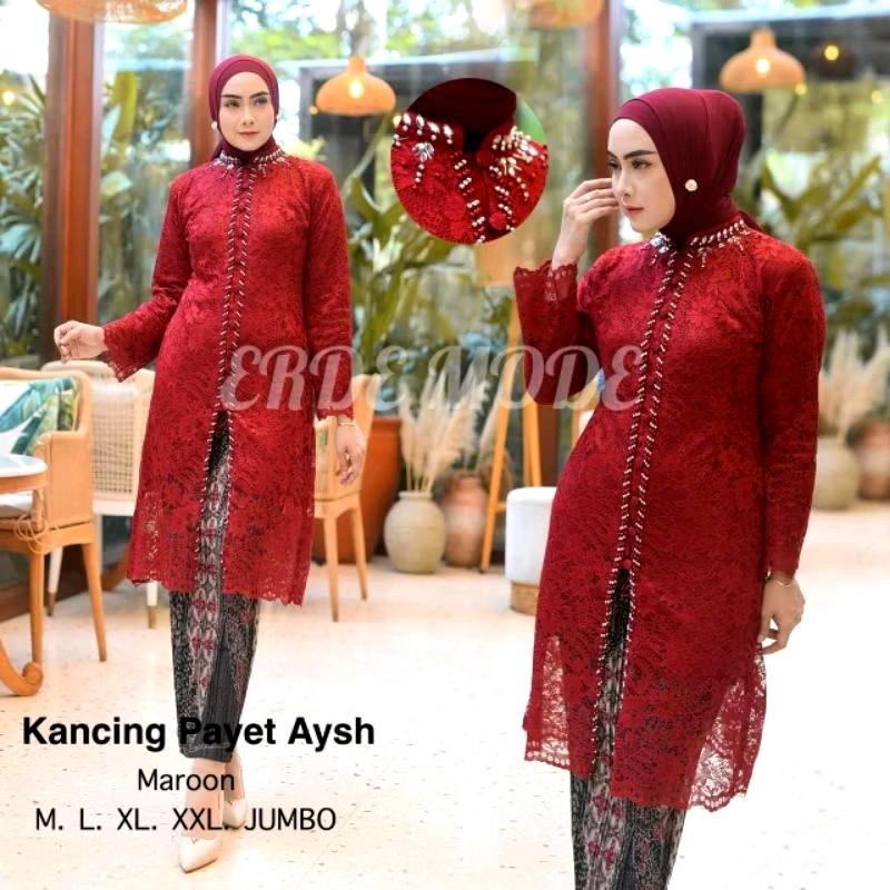 Setelan kebaya kancing brokat jumbo LD 130 mix rok plisket/kebaya tunik moderen 3