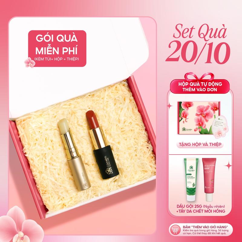 [SET QUÀ TẶNG 20/10] Combo Son Dưỡng Môi Nhiên & Son Lụa Diễm Cỏ Mềm - Hộp Quà Tặng Mẹ, Vợ, Người Yêu, Cô Giáo Ý Nghĩa, Thiết Thực