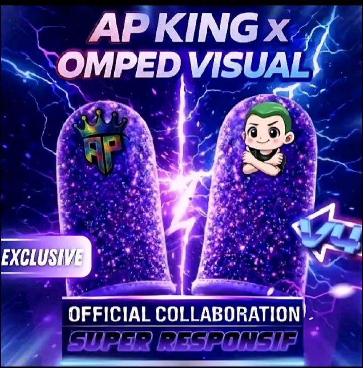 Sarung Jempol Ap king V4 X omped Visual Spesial Edition! Super Responsif, Anti Keringat,free 2 Sticker - untuk Gaming Game Free fire, Mobile Legends & Roblox