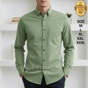 Kemeja Polos Sage Green Pria Lengan Panjang Slim Fit Katun Premium | Kemeja Distro Casual Formal Size M L XL XXL XXXL