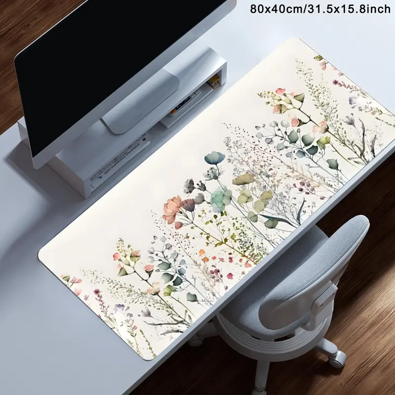 Floral Pattern Mouse Pad, Rectangle Gaming Mouse Pad, Office Desk Keyboard Mat for Home Office Desk 2