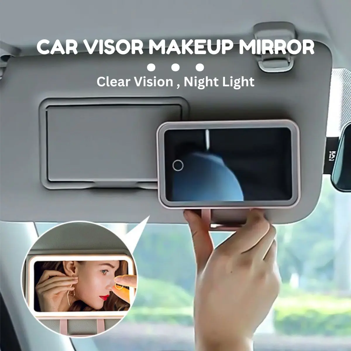 Car Sun Visor Makeup Mirror Dimmable LED Rechargeable Fill Light Beauty Mirror Auto Interior Plate Clip Rear View Mirror