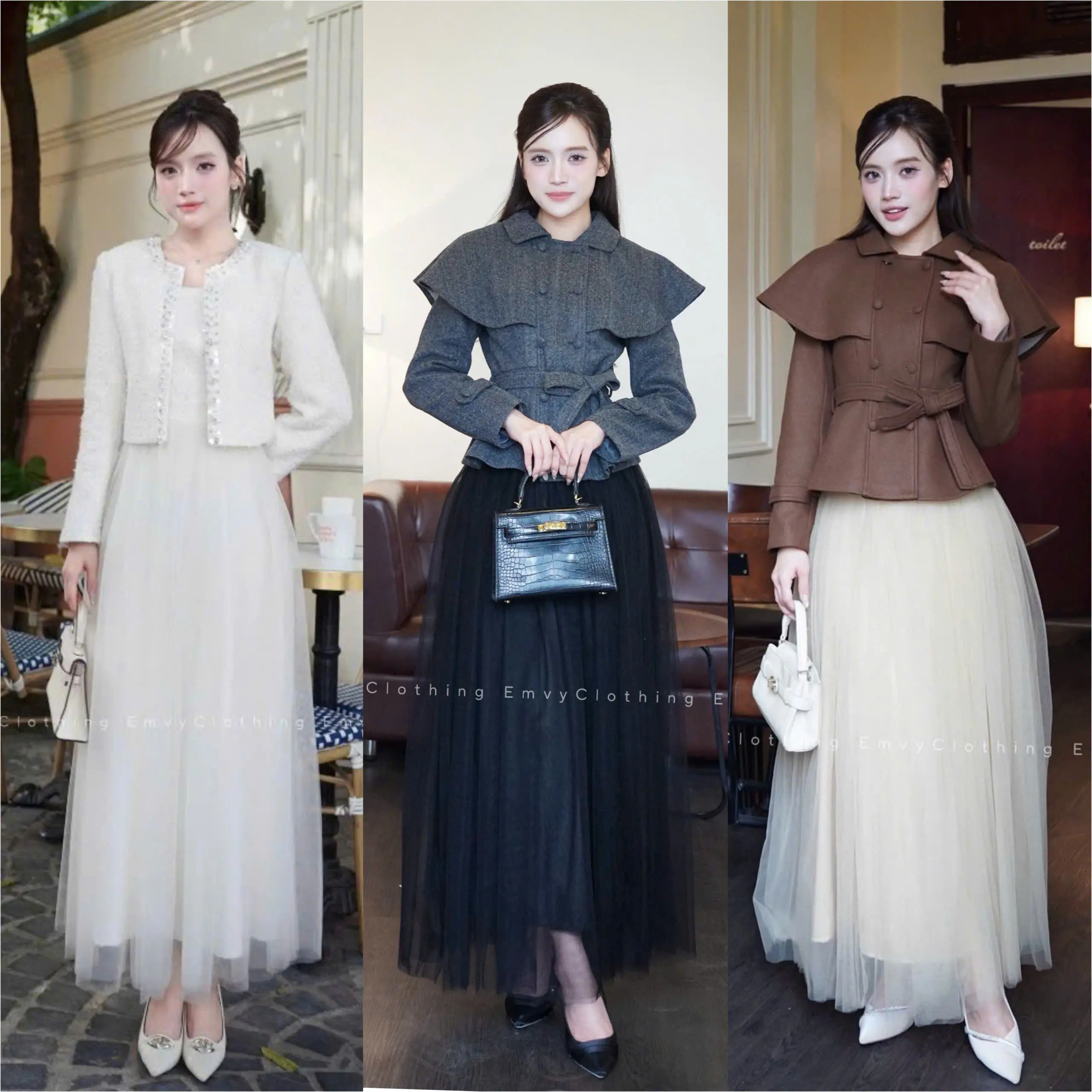 EV104-Emvy Clothing CHÂN VÁY LẺ Chân váy lưới bồng bềnh nhẹ nhàng thanh lịch