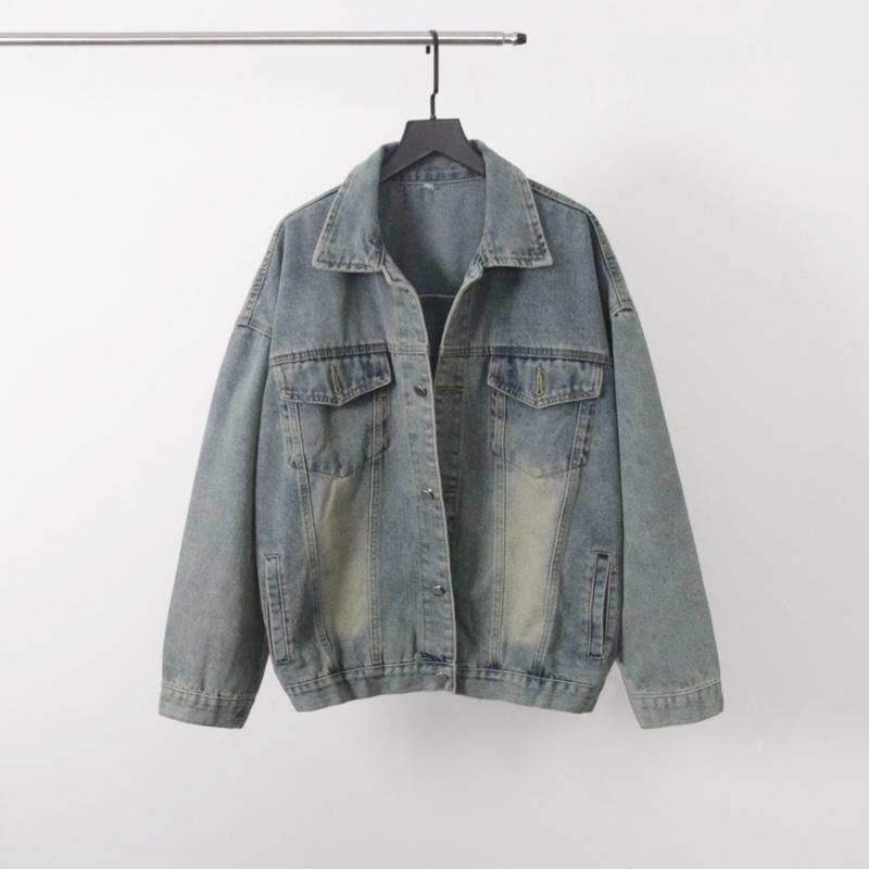 Áo khoác jean xanh denim wash ánh rêu V5 mix túi basic KPis Clothes