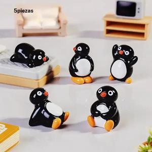 Set de 5 figuritas de pingüinos en miniatura, decoraciones de animales de resina lindas para jardines, espacios exteriores, acuarios en macetas, decoración de hogar, coche y proyectos DIY, ideas de regalos