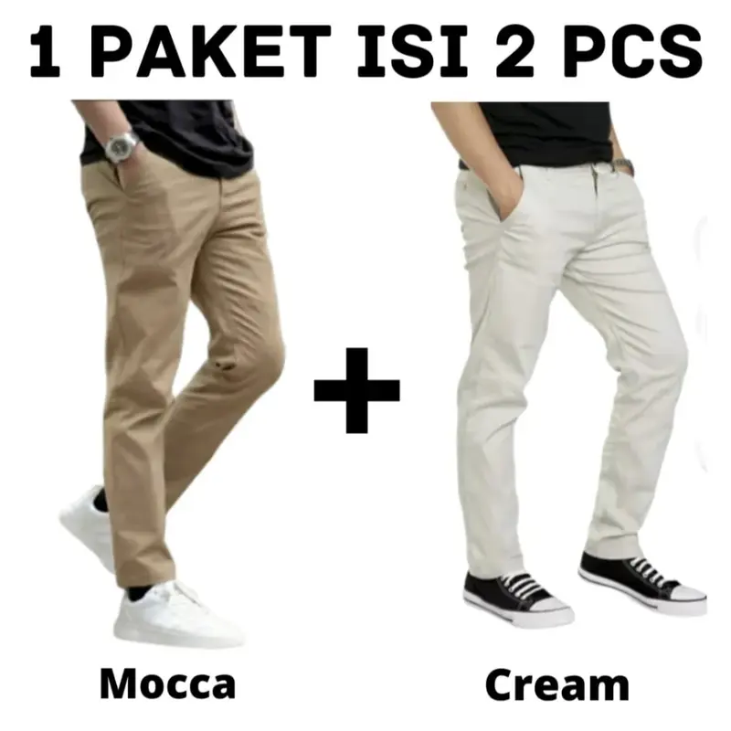 PROMO 2PCS 90RIBU CELANA CHINO PANJANG SLIM FIT BAHAN COMBED MELAR PRIA DEWASA 5