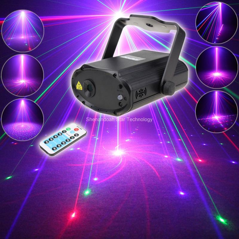 ESHINY Remote MINI RGB Laser 8 Big Patterns Projector DJ Environment ...