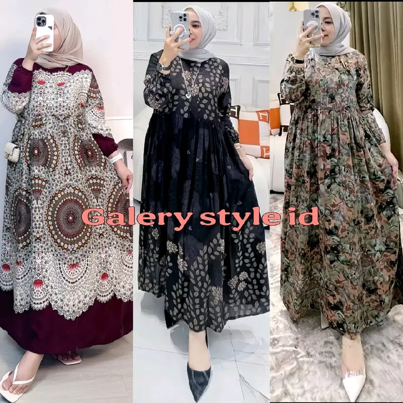 Kolinda MIDIA gamis kalana kolinda motif Bunga Muslim Dress Rayon 1