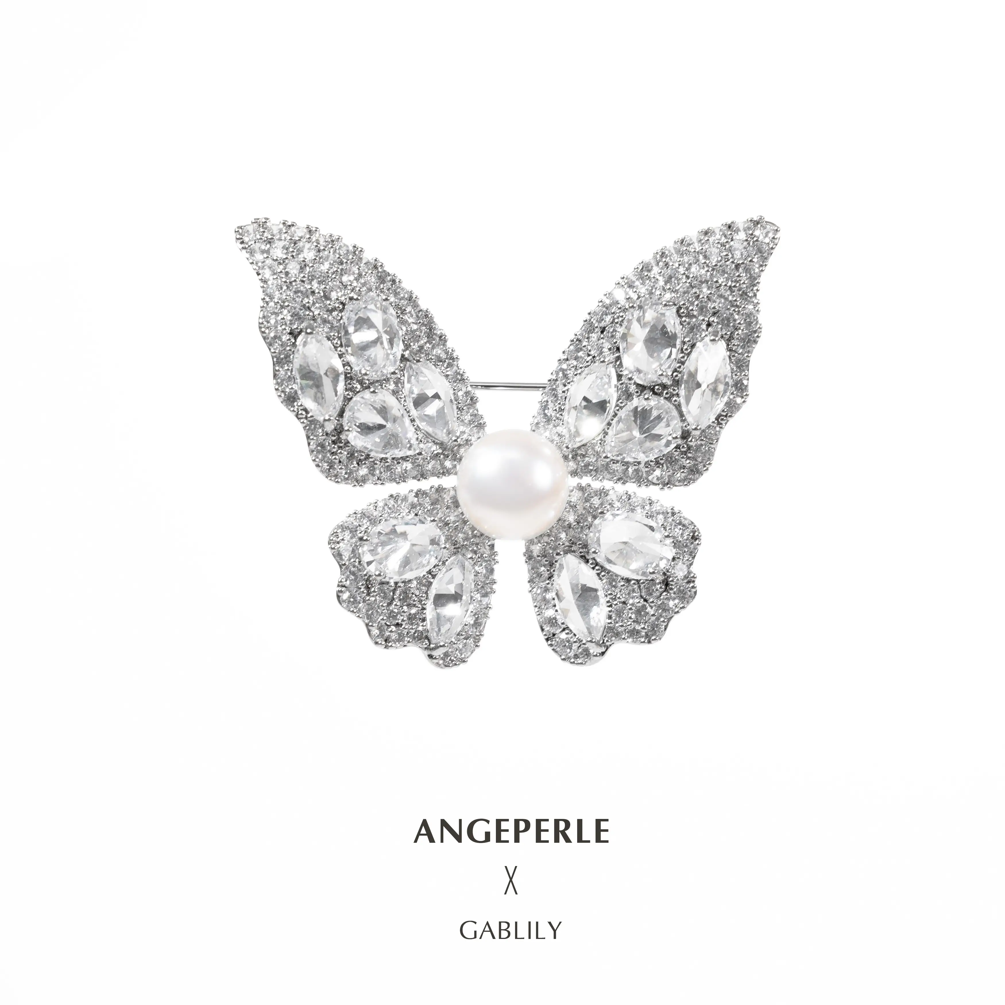 ANGEPERLE Alloy Freshwater Pearl Butterfly Brooch 9-10mm TSXX220