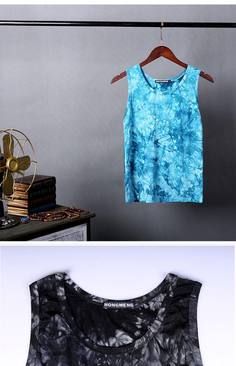 Product Introduction of 2024 summer men's casual thin vest youth round neck sleeveless ink mercerized cotton sweat absorbing base shirt men Menswear Tops Human Crewneck 7