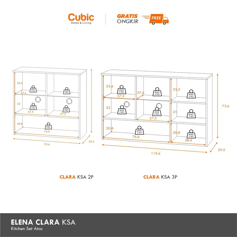 Cubic Kitchen Set Minimalis / Kabinet Dapur / Rak Dapur Basah / CLARA 1