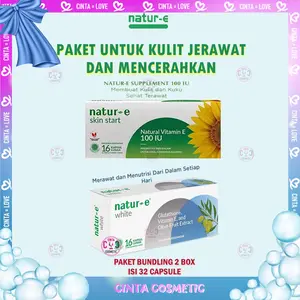 NATUR E Soft Capsule Hijau 100iu isi 16 & White isi 16 | Bundle | Bundling | Paket Bundling Ekonomis