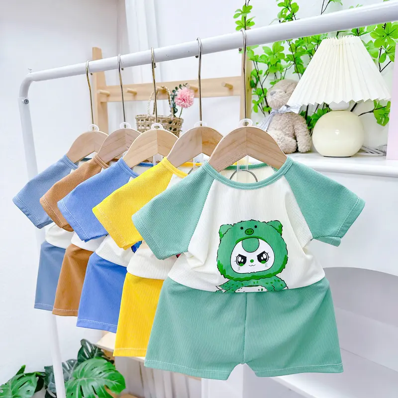 [MS15] SET5 Bộ Cộc Thun Tăm Lạnh  Hình Baby Three  dễ thương,phối quần và tay sang xịn cho bé trai,bé gái từ 5-16 kg 5