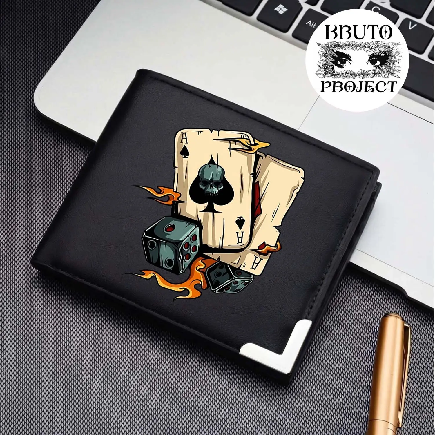 Dompet Pria Lipat Import Leather PU dengan Desain Grafis Keren Dompet Anak & Pria Dompet wallet Motif POKER Kulit