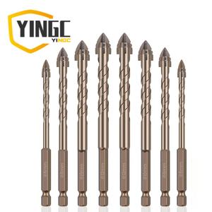 YC 8個セット 6/8/10/12 mm 4刃 斜め溝ドリルビット、合金製 4エッジ 鋸歯型 斜め溝ドリルビット、ドライドリルビット、木材、大理石、金属、コンクリート、壁用タイル トウィストドリルビット,現地での配達をサポート,父への贈り物