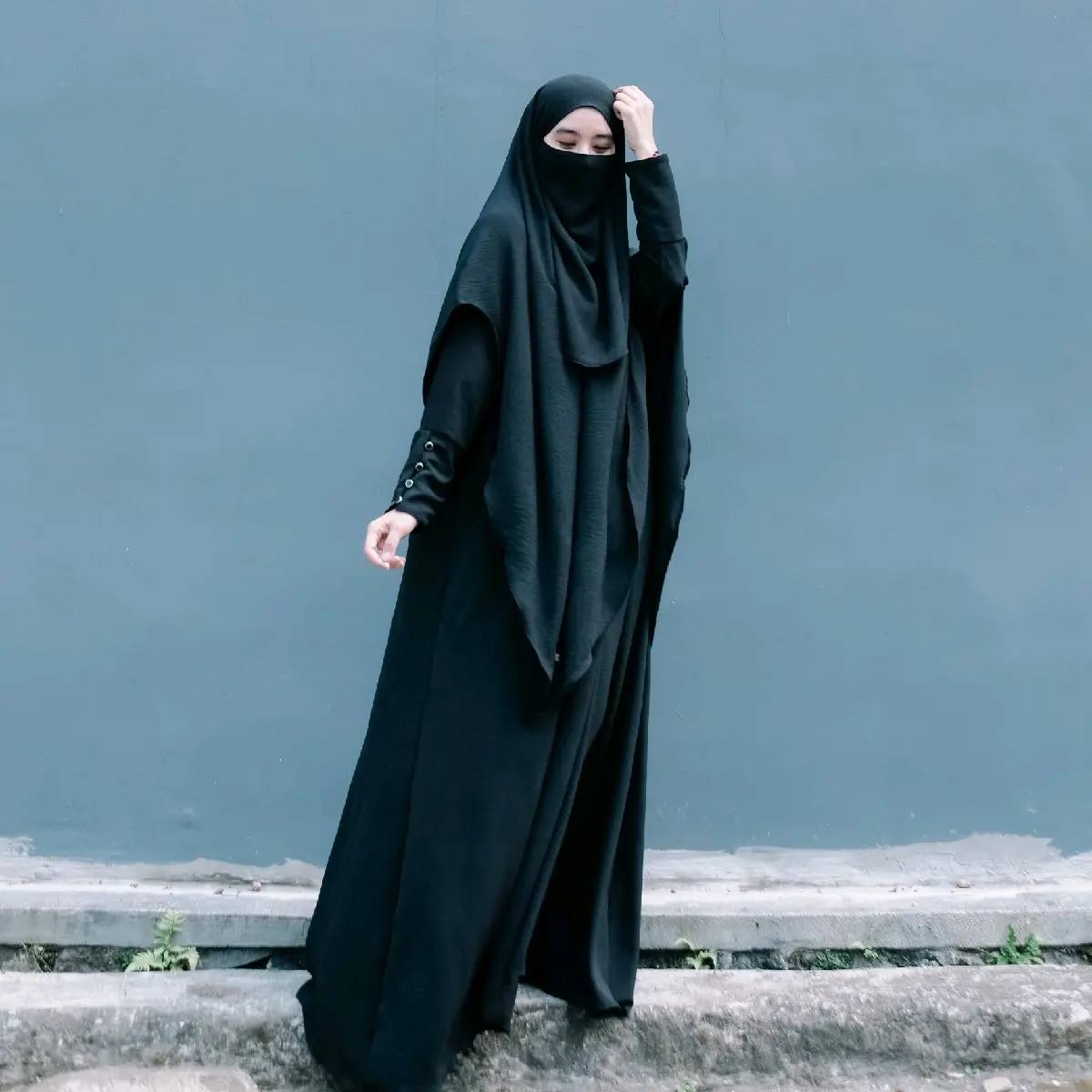 ANDRIEAS Gamis Abaya Set Khimar Bergo Crinkle Airflow Premium Dress Polos muslim Wanita Syari Simple Hitam Putih Basic Mewah Lebaran Dewasa Remaja Kondangan Arab Turki Ibu Bordir