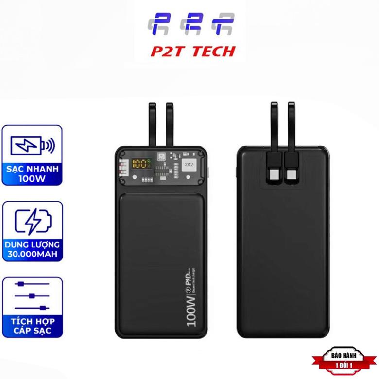 Sạc Dự Phòng 30000mah sạc Nhanh 100W dung lượng pin chuẩn lớn Có Sẵn Cáp Sạc Sạc Được Nhiều Thiết Bị cùng lúc kèm quà tặng dây cáp sạc với bảo hành tốt