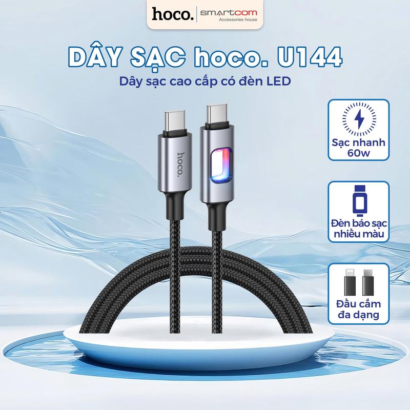 Smartcom x Doãn Chí Kiên Dây sạc nhanh có đèn LED U144 HOCO - Dây sạc bọc dù - Hỗ trợ sạc nhanh - 2 màu - Dây sạc hỗ trợ mọi thiết bị điện thoại thiết bị thông minh