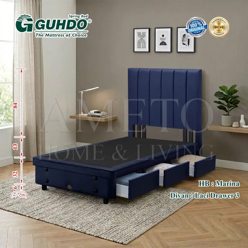 Guhdo Spring bed Divan Laci Drawer 3 + HB Prospine, Atlantic, Marina ...