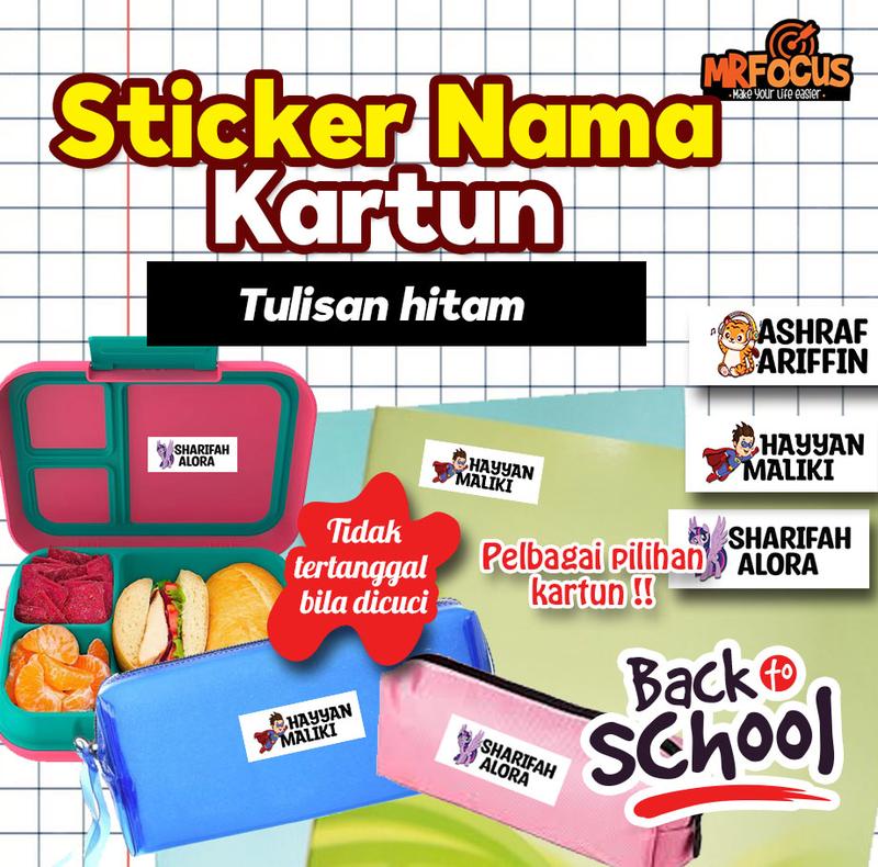 Sticker Nama Buku dan Alat Tulis Anak Sekolah Transparent,White ...