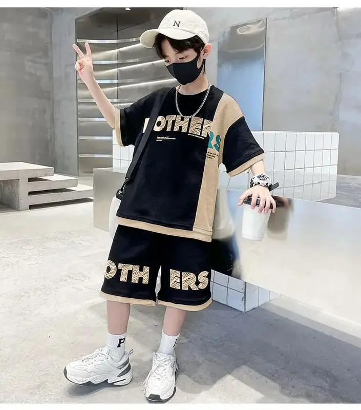 Amspro-Setelan Anak Laki-Laki Fashion Kids Set Brother Baju Celana Lengan Pendek Usia 10 Tahun 6