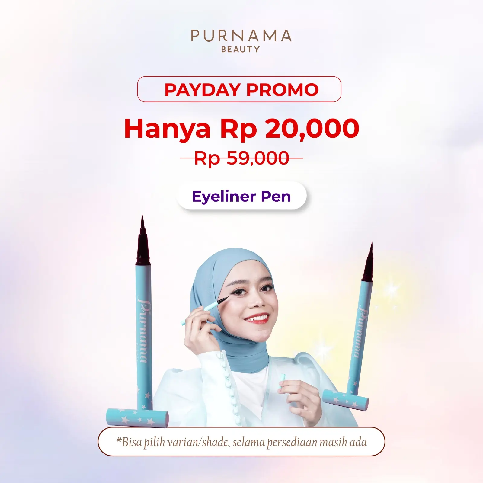 Purnama Beauty Eyeliner Pen Liquid Waterproof Tahan Lama Ujung Lancip mudah digunakan