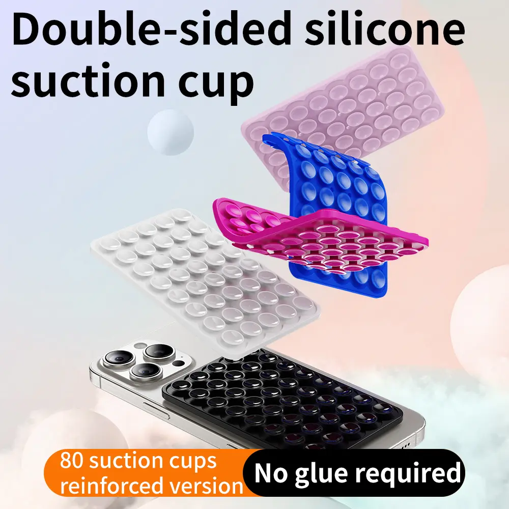 Soft Silicone Suction Phone Case Cup Sticker Phone Mount Self Adhesive Holder Non Slip Mat for Home Office Car Stand Accessories Mobile