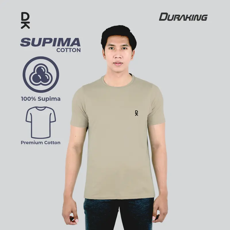 Duraking Kaos 100 persen SUPIMA Cotton Daily Wear - O Neck Basic kain katun Lembut Polos Pria Nyaman Pendek Tee Tshirt 2