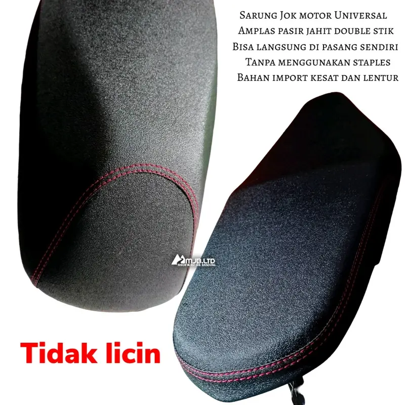 Sarung & Kulit Jok Motor  Motip Amplas Pasir Jahitan Warna Merah Double Stik Rapih 0