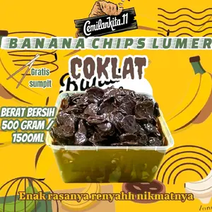 KERIPIK PISANG COKELAT BANANA CHIPS LUMER 500 GRAM/1500ML BISA COD Food Kripik Cemilan Snack Makanan