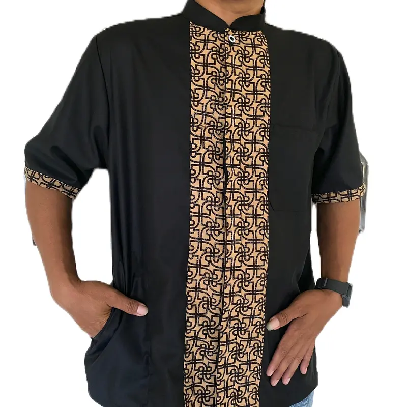 Baju Koko Jumbo Lengan Pendek Kombinasi  Dewasa Nyaman Toyobo 4