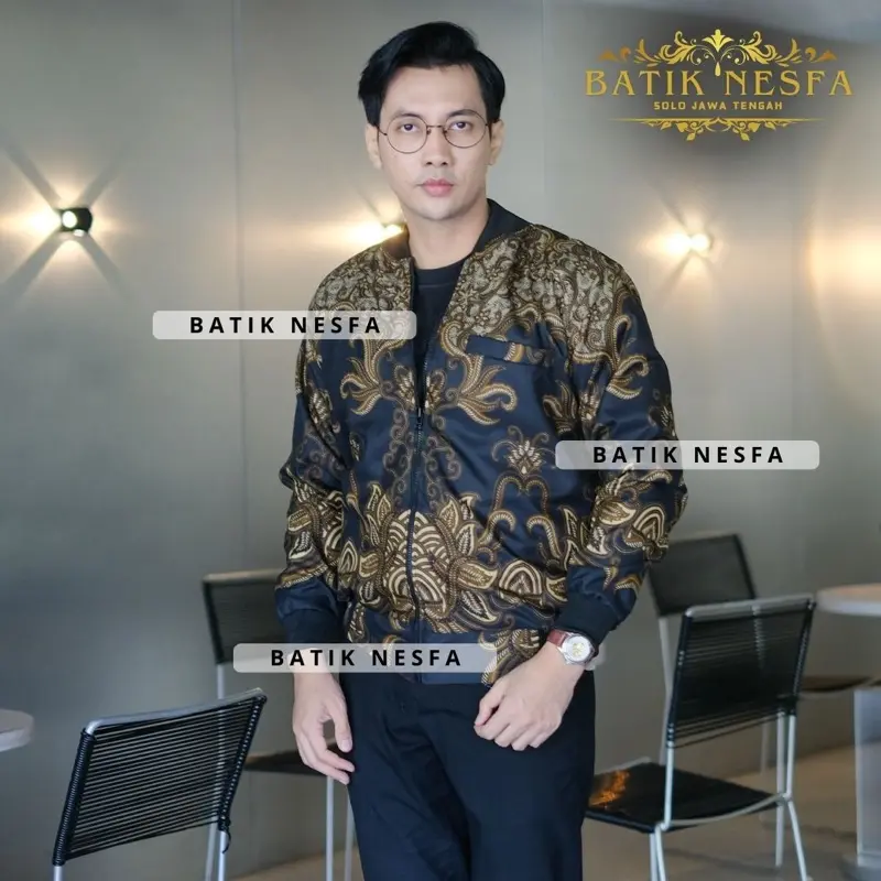 Jaket batik bomber pria LIRIS HITAMBmurah berkualitas Casual