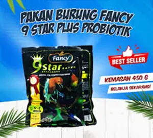 pakan burung fancy 9 star probiotics hijau 450 gram pakan untuk murai kacer cendet anis dll