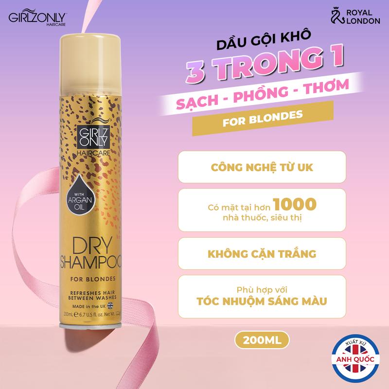 Dầu Gội Khô GirlzOnly Vàng 200ml Làm Phồng Tóc Trong 10s đến từ Anh Quốc