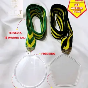(10PCS) SET MEDALI AKRILIK INSERT PAPER DAN TALI BERBAGAI WARNA KOSONGAN BELUM TERMASUK ISI