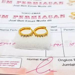 Cod Anting Emas wanita Dewasa Permata baris Free Surat