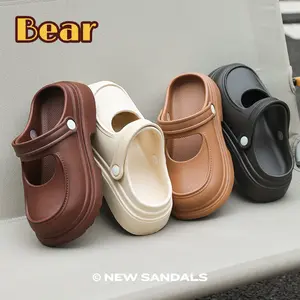 Bear 2025 Sepatu Sandal Wanita Permata Platform Sandal Slop Cewek Size 36/37 - 40/41 Jelly Karet