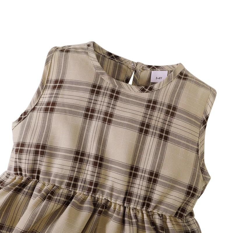 Product Introduction of Baby Brother And Sister Matching Outfits, Plaid Floral Sleeveless Dress And Small Jacket+Boys Plaid Shirt Top And Pants Set 2Pcs 55