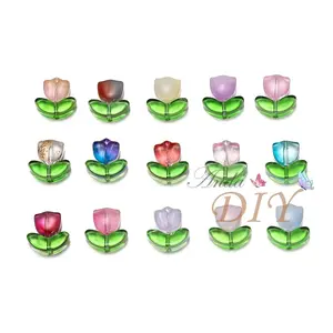 manik kaca 10set 20pcs manik kaca/ Manik Tulip Manik Bunga Tulip Kaca