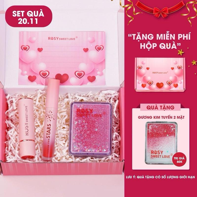   SÉT QUÀ  COMBO 1 SON SÁP và 1 SON KEM LÌ STARS Rosy Sweet Love - Lên màu chuẩn dưỡng mềm môi Cosmetic Mỹ Phẩm Son Môi Trang Điểm 