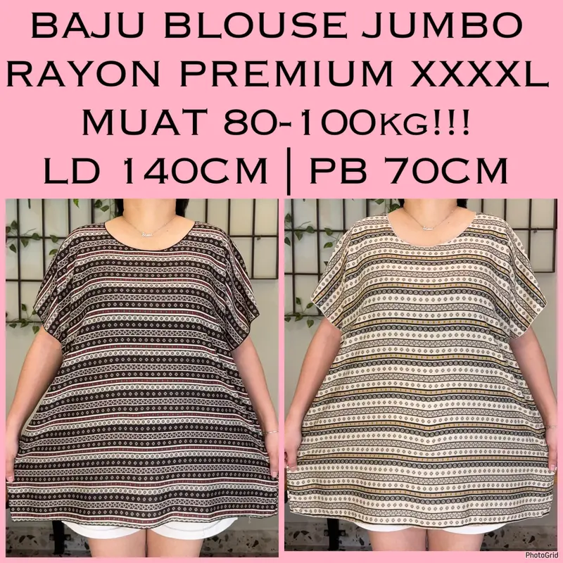 Blouse Jumbo LD 140 Baju Bali Fit to 4XL Muat 80-100KG SJ/Inew Real Pict  Rayon Nyaman Santai Wanita Atasan Top Basic 1