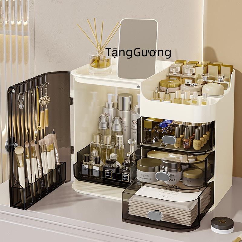  01 HOT Tặng gương.KÈM GƯƠNG Tủ Đựng Mỹ Phẩm Hộp Mỹ Phẩm Để Bàn Sang Trọng Kệ Mỹ Phẩm Cao Cấp Nhiều Ngăn Chống Bụi,Tủ đựng mỹ phẩm cao cấp 