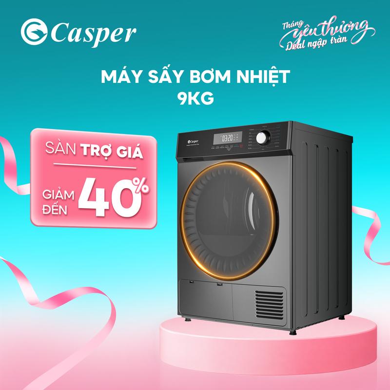 Máy sấy bơm nhiệt Casper 9KG TD-P9HG1 - 16 chế độ sấy - Sấy giảm nhăn