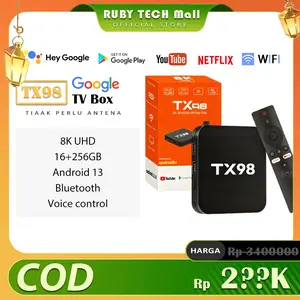 Google TV Box TX98 4K UHD 16+256GB Android 13 Tanpa Antena Layanan Profesional COD